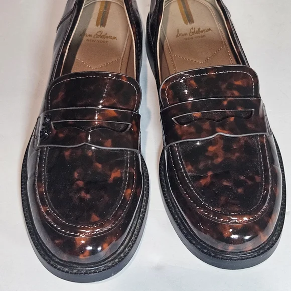 Sam Edelman Colin Preppy Penny Loafers Womens Sz 8.5 Tortoiseshell-Print Career - Picture 6 of 12